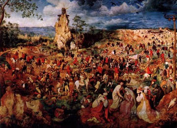 peasant Canvas - The Procession to Calvary Flemish Renaissance peasant Pieter Bruegel the Elder